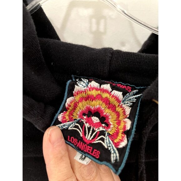 Johnny Was Kira Black Floral Embroidered Hoodie Size Medium - Picture 4 of 9